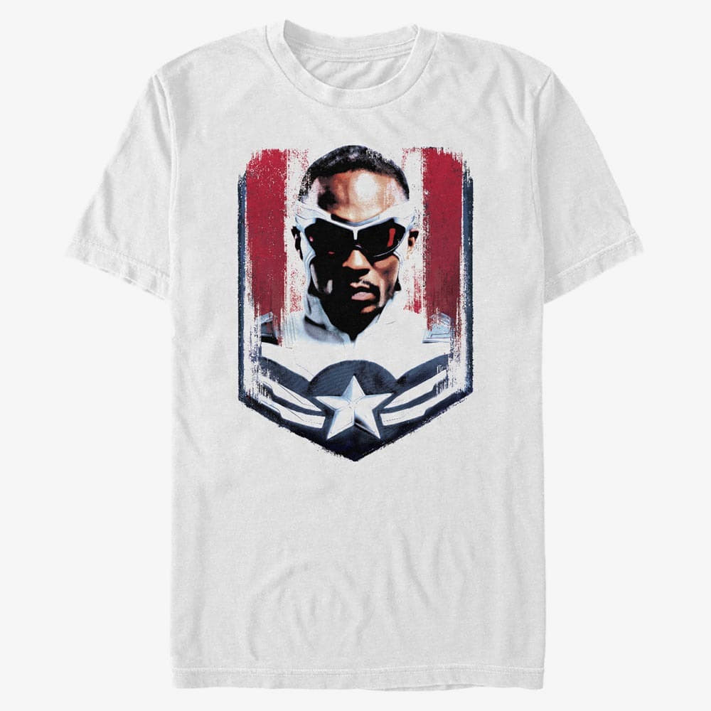 Trička Merch Marvel The Falcon and the Winter Soldier - Take on the Mantel Unisex T-Shirt White