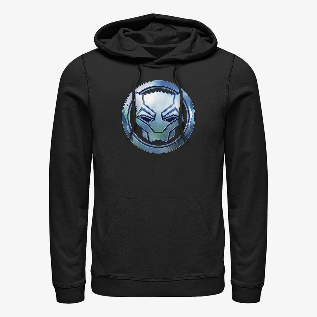 Mikiny Merch Marvel Black Panther: Wakanda Forever - Black Panther Sigil Metal Unisex Hoodie Black