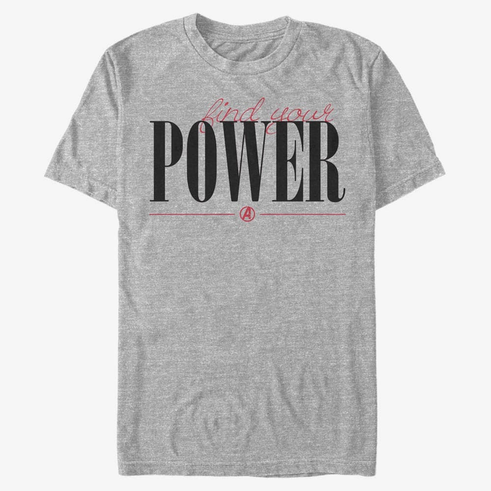 Trička Merch Marvel Avengers Classic - Power Script Unisex T-Shirt Heather Grey
