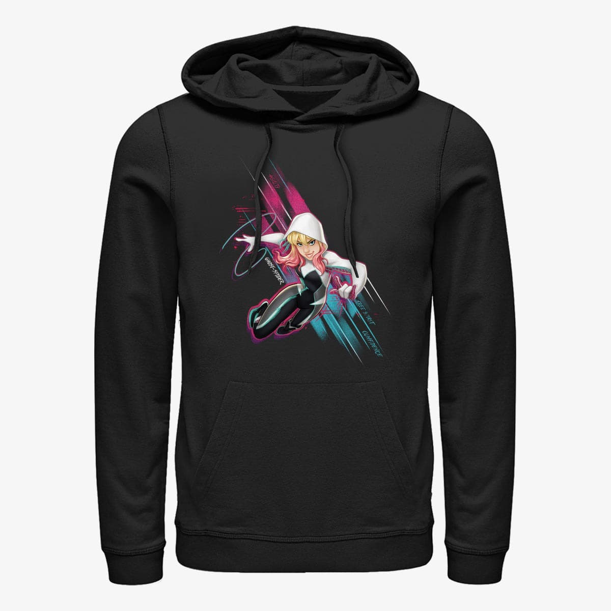 Mikiny Merch Marvel - Ghost Spider Action Pose Unisex Hoodie Black