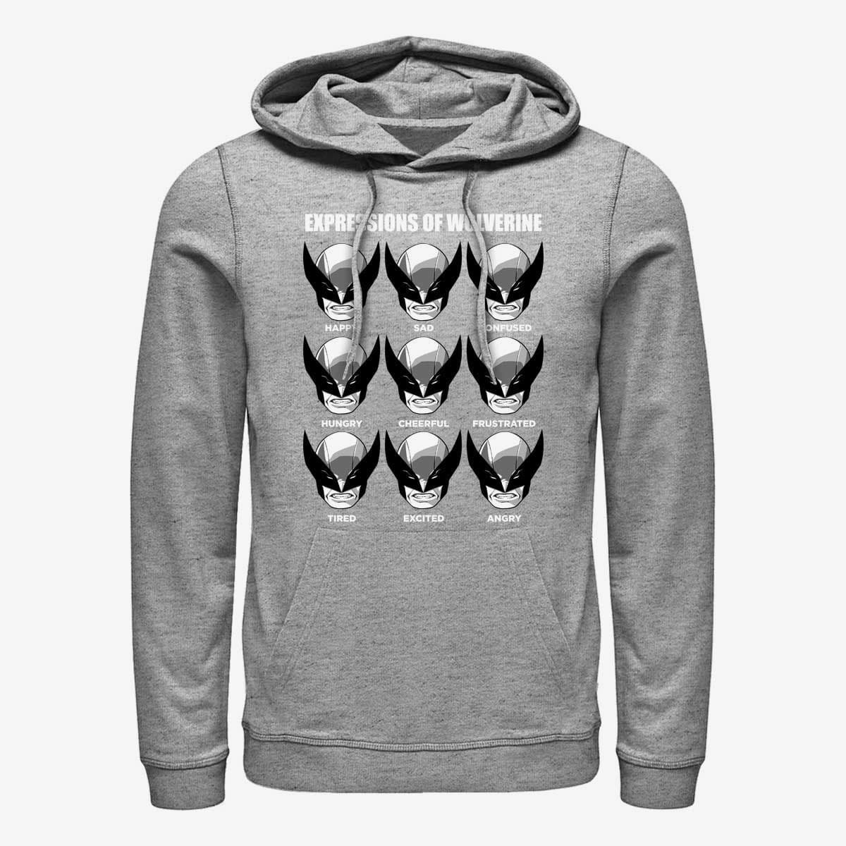 Sudaderas Merch Marvel X-Men - EXPRESSIONS OF WOLVERINE Unisex Hoodie Heather Grey