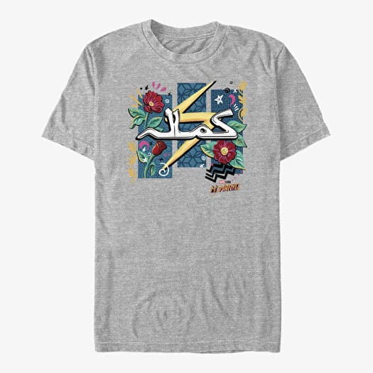 Tričko Merch Ms. Marvel - Flowers and Bolt Unisex T-Shirt Heather Grey