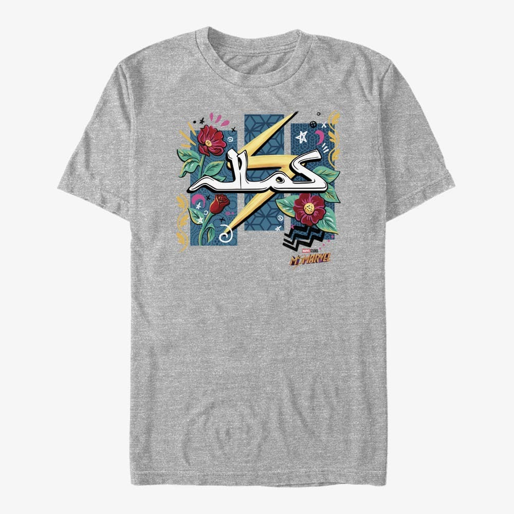 Trička Merch Ms. Marvel - Flowers and Bolt Unisex T-Shirt Heather Grey