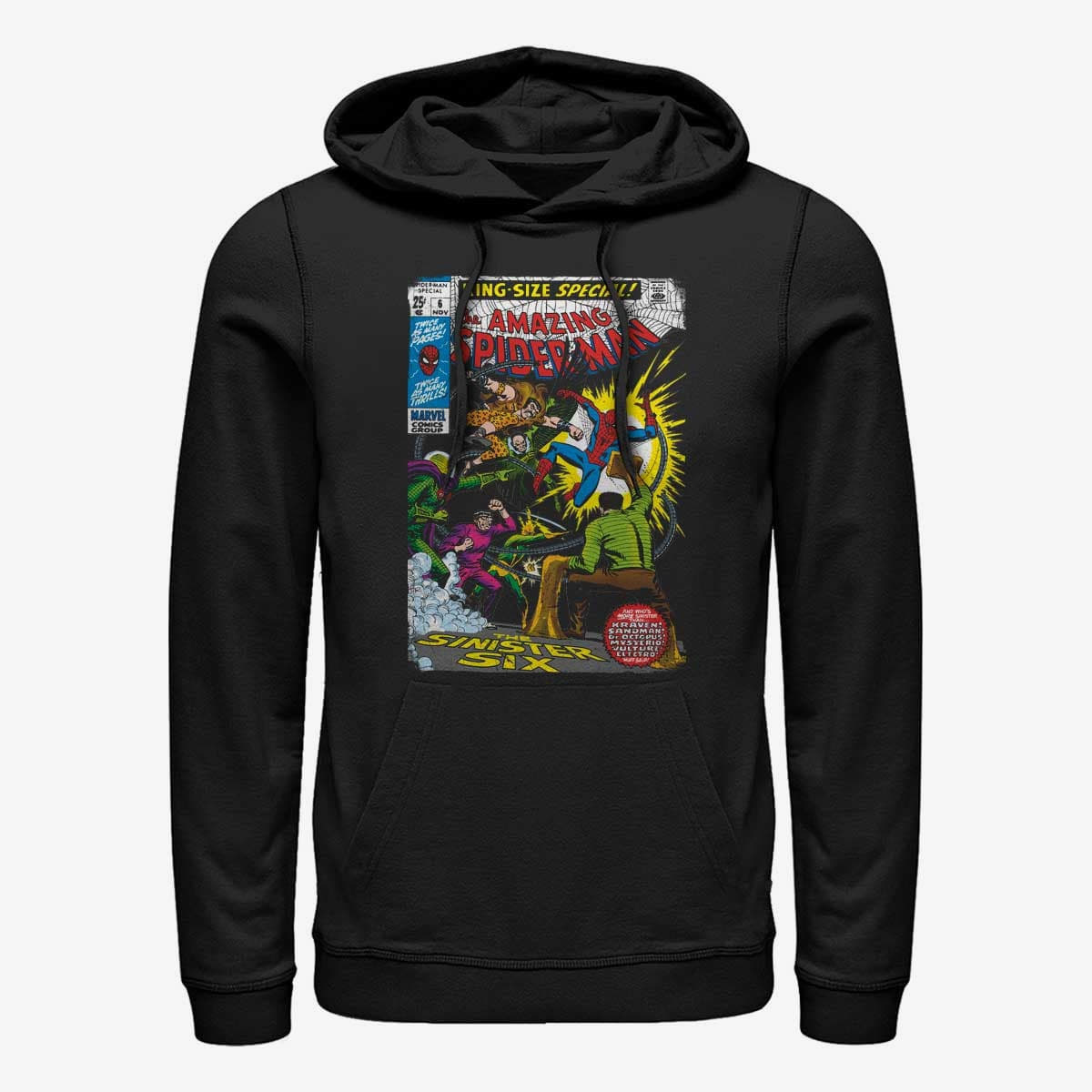 Mikiny Queens Marvel Spider-Man Classic - Sinister 6 Comic Unisex Hoodie Black