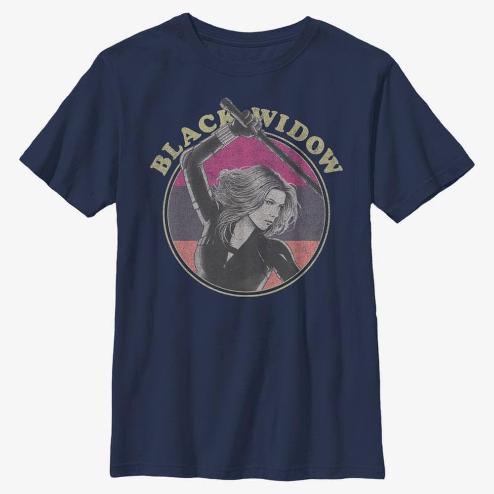 T-Shirts Merch Marvel Black Widow - RETRO Unisex T-Shirt Navy Blue