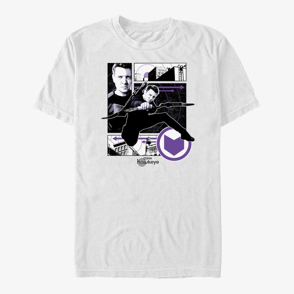 Marškinėliai Merch Marvel Hawkeye - Hawkeye Graphic Panels Unisex T-Shirt White