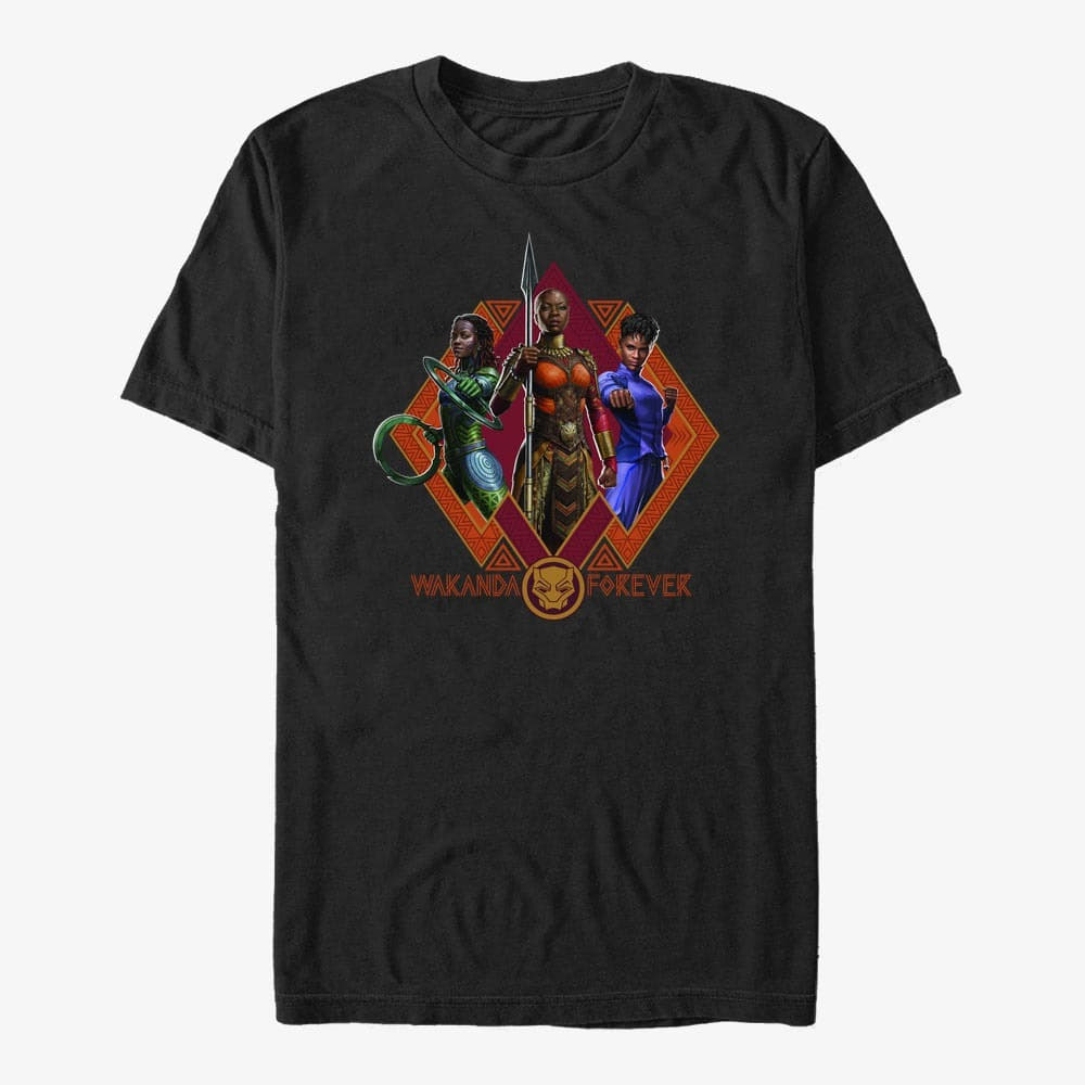 T-shirts Merch Marvel Black Panther: Wakanda Forever - Wakanda Forever Trio Unisex T-Shirt Black