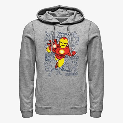 Mikina Merch Marvel Avengers Classic - Ironman Retro Toss Unisex Hoodie Heather Grey