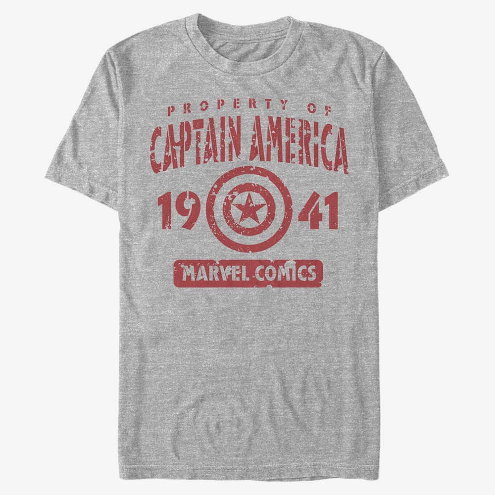 Trička Merch Marvel Classic - Captains Property Unisex T-Shirt Heather Grey