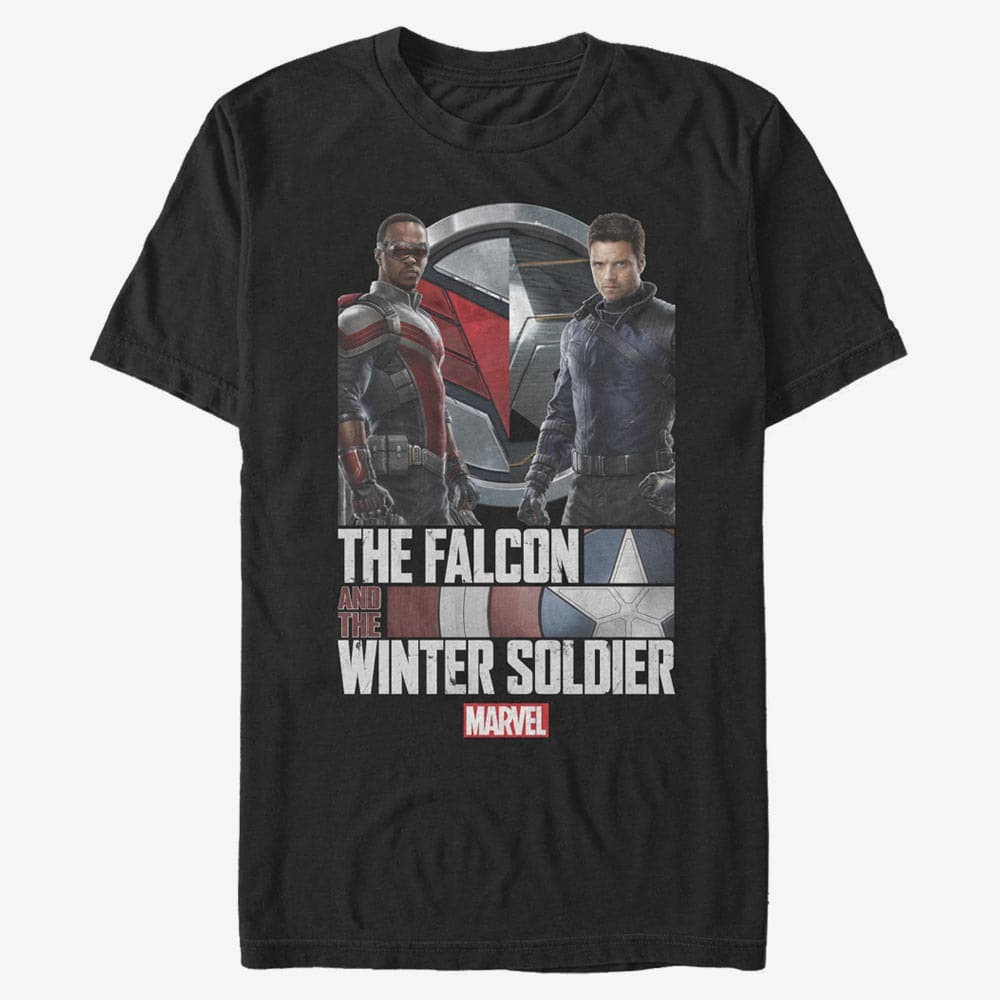 Tricouri Merch Marvel The Falcon and the Winter Soldier - Photo Real Unisex T-Shirt Black