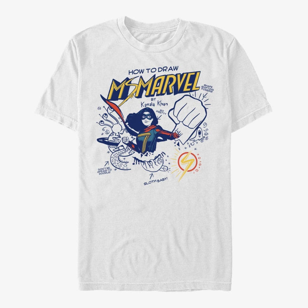 Тениски Merch Ms. Marvel - HOW TO DRAW MS MARVEL Unisex T-Shirt White