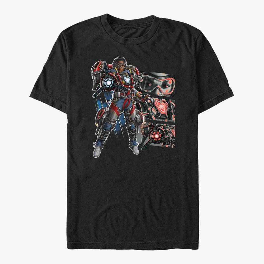 T-shirts Merch Marvel Black Panther: Wakanda Forever - Iron Heart Hero Panels Unisex T-Shirt Black