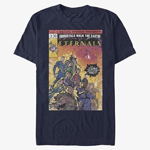 T-shirt Merch Marvel The Eternals - VINTAGE STYLE COMIC COVER Unisex T-Shirt Navy Blue