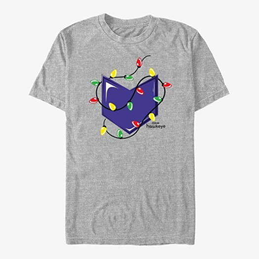 T-shirt Merch Marvel Hawkeye - Christmas Lights Logo Unisex T-Shirt Heather Grey