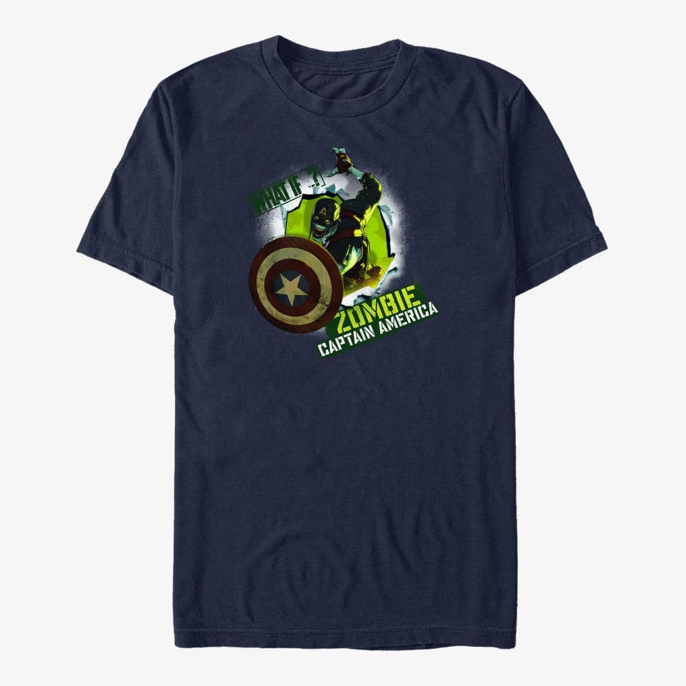 Trička Merch Marvel What If...? - Zombie Captian America Unisex T-Shirt Navy Blue