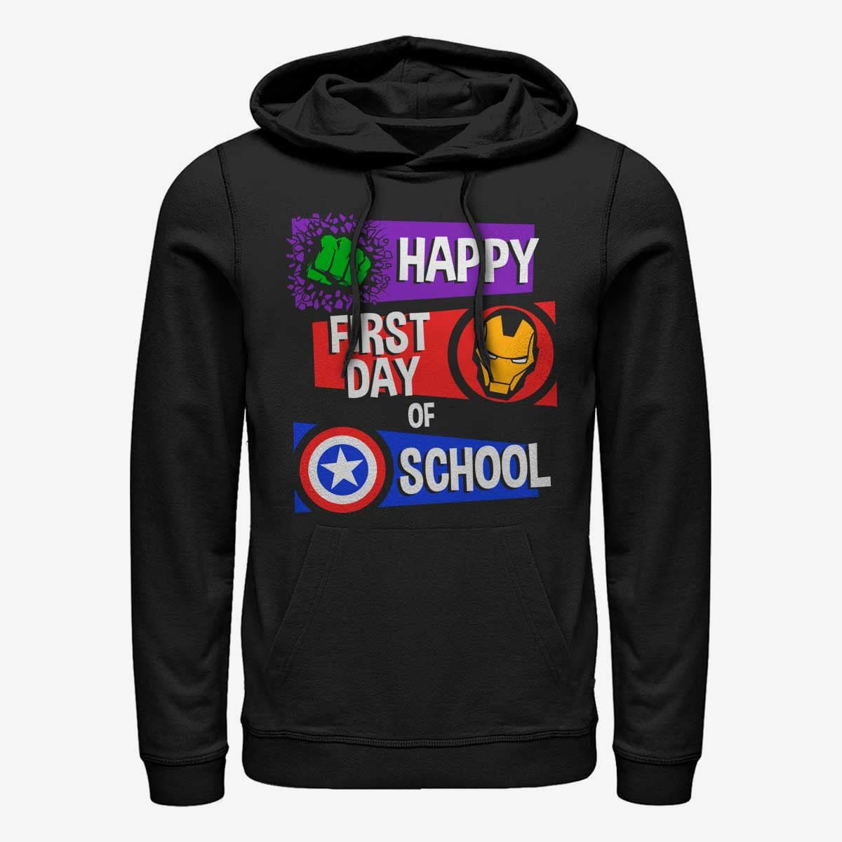 Mikiny Merch Marvel - HAPPY FIRST DAY OF SCHOOL Unisex Hoodie Black
