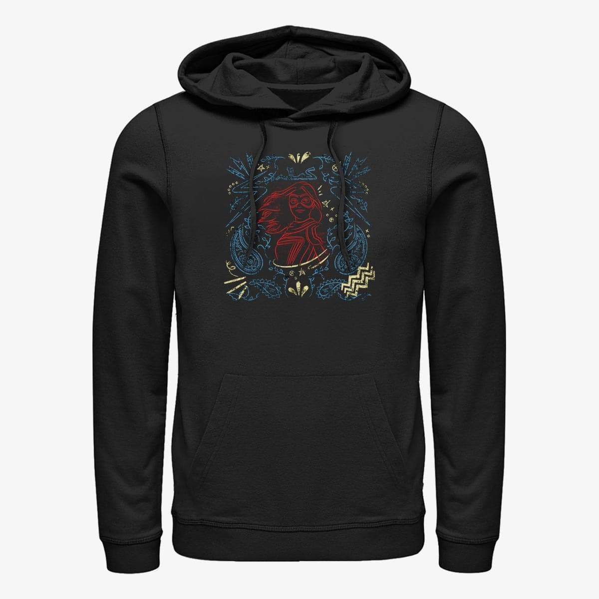 Mikiny Merch Ms. Marvel - Ms. Marvel Line Drawing Unisex Hoodie Black