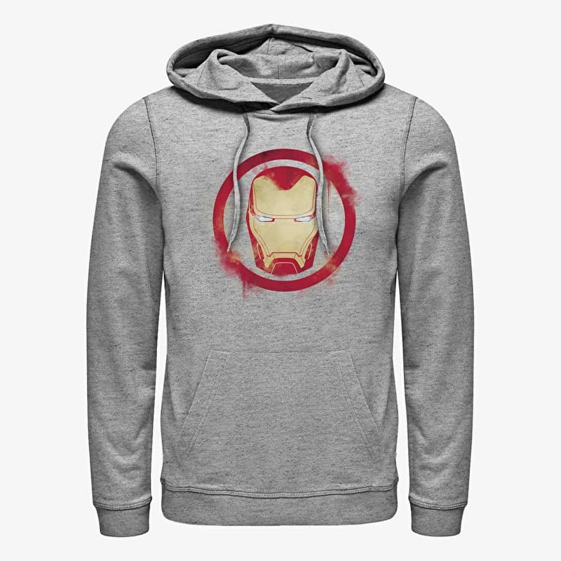 Sweatshirt Merch Marvel Avengers: Endgame - Iron Man Spray Logo Unisex Hoodie Heather Grey