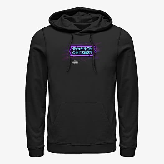 Sweatshirt Merch Marvel Black Panther: Wakanda Forever - Wakandan Text Neon Unisex Hoodie Black