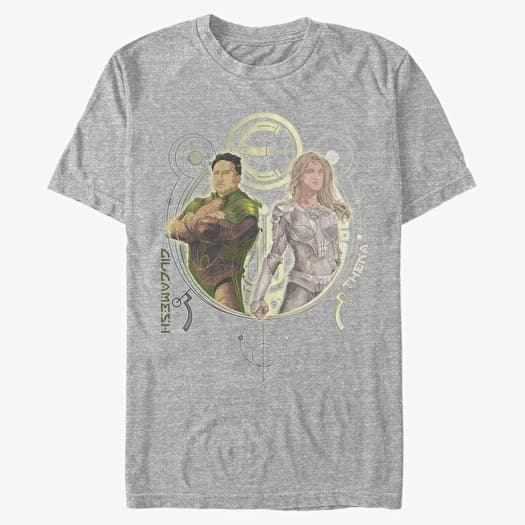 Tričko Merch Marvel: Eternals - GILGAMESH THENA DUO Unisex T-Shirt Heather Grey