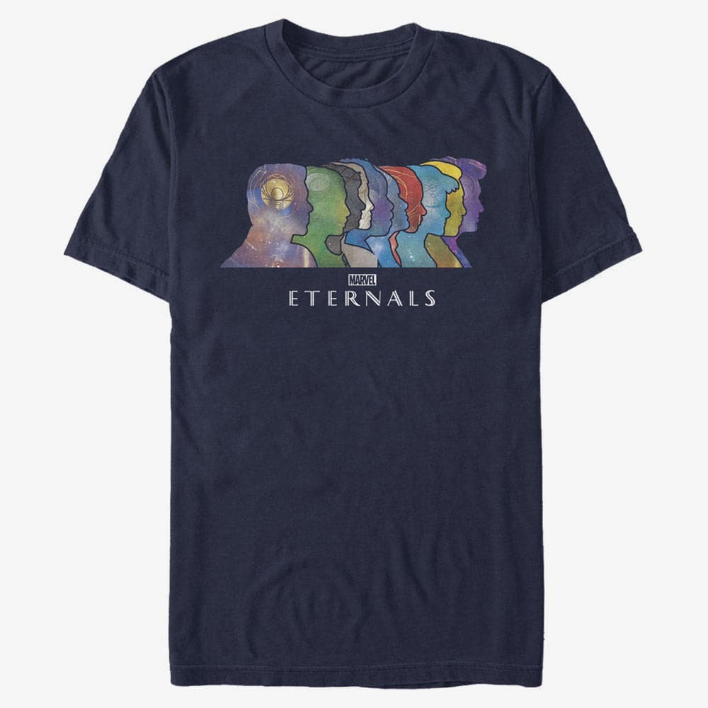 Trička Merch Marvel The Eternals - Silhouette Heads Unisex T-Shirt Navy Blue