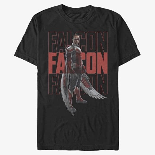 T-krekls Merch Marvel The Falcon and the Winter Soldier - FALCON REPEATING Unisex T-Shirt Black
