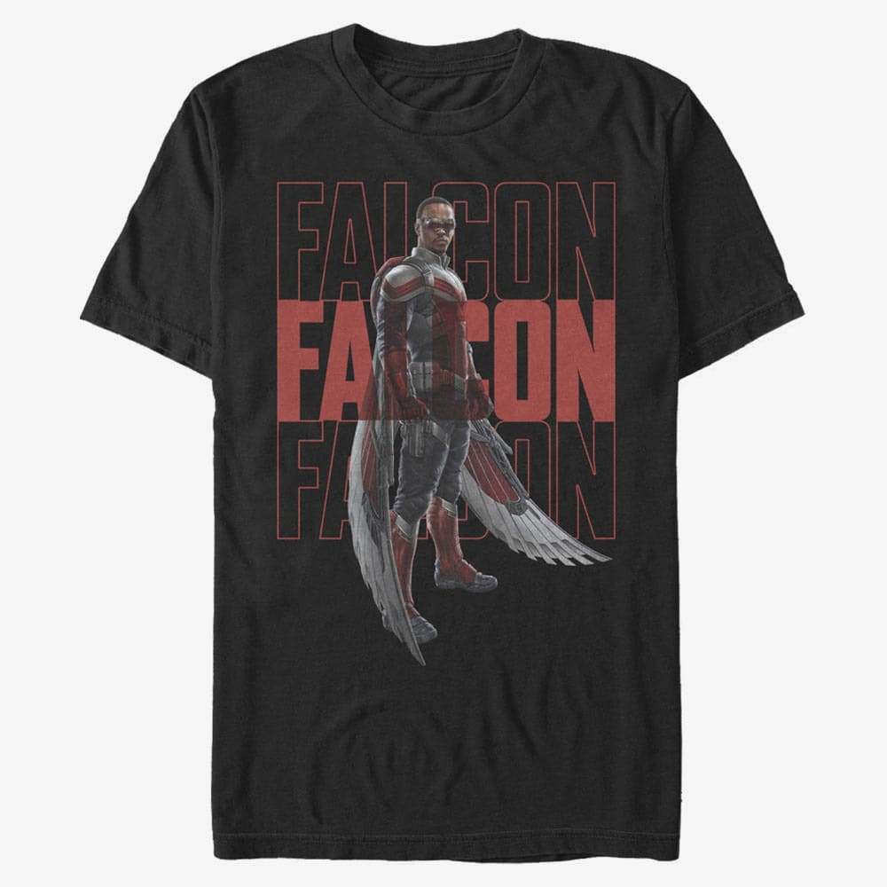 Tricouri Merch Marvel The Falcon and the Winter Soldier - FALCON REPEATING Unisex T-Shirt Black