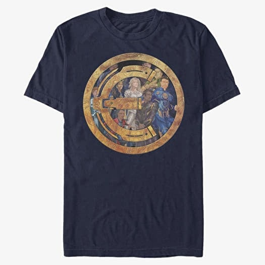T-krekls Merch Marvel The Eternals - ETERNALS BADGE GROUP SHOT Unisex T-Shirt Navy Blue