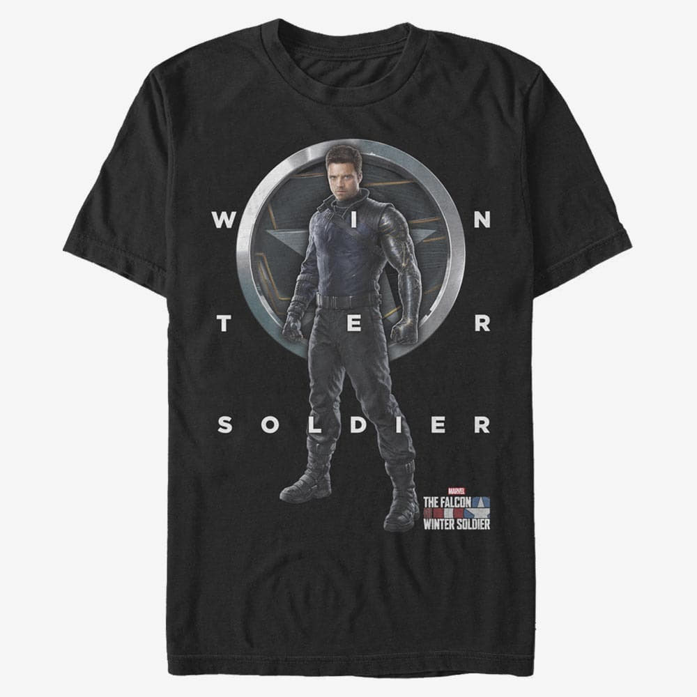 Tricouri Merch Marvel The Falcon and the Winter Soldier - WINTER SOLDIER GRID TEXT Unisex T-Shirt Black