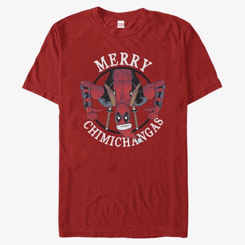 Trička Merch Marvel Deadpool - Merry Chimichangas Unisex T-Shirt Red