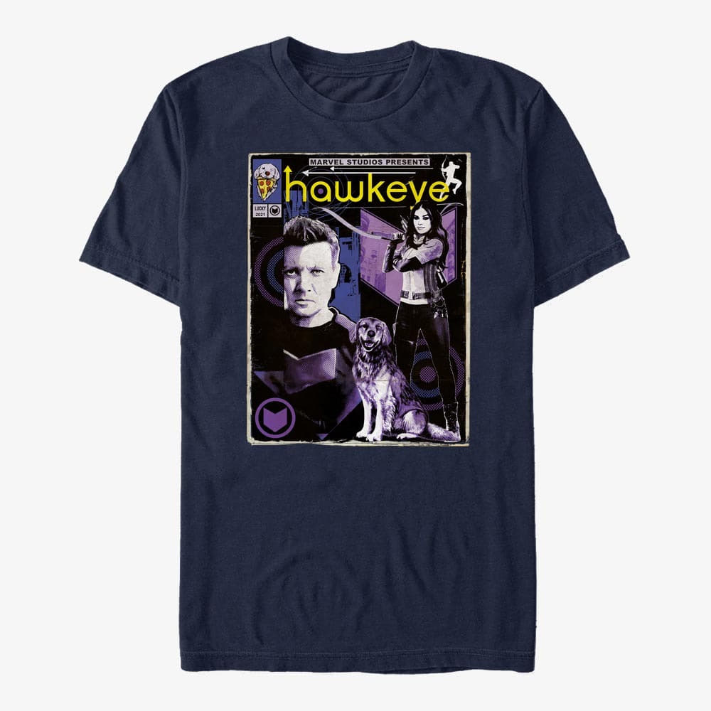 Trička Merch Marvel Hawkeye - Archers Team Up Unisex T-Shirt Navy Blue