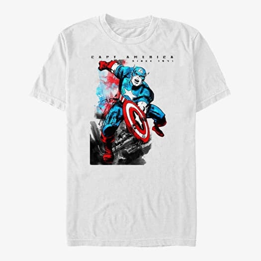 Tričko Merch Marvel Avengers Classic - Capt Watercolor Unisex T-Shirt White