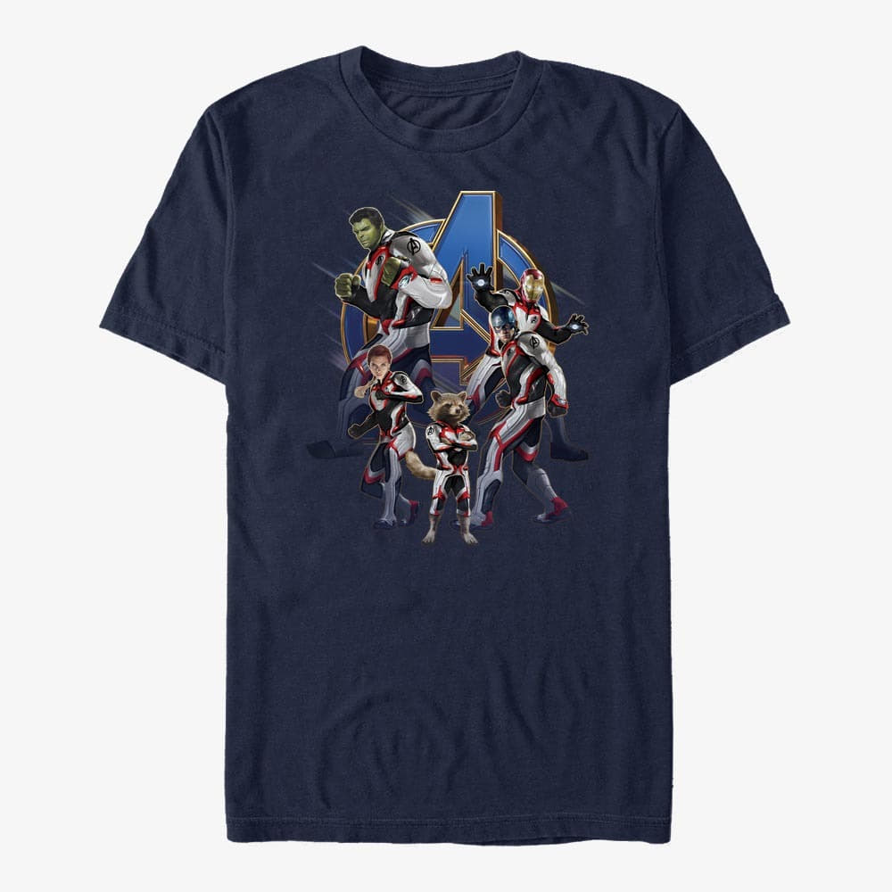 Trička Merch Marvel Avengers - Avengers Suits Assemble Unisex T-Shirt Navy Blue