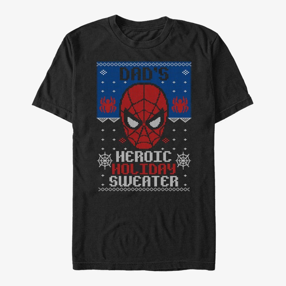 Trička Merch Marvel Avengers Classic - Holiday Sweater Dad Unisex T-Shirt Black