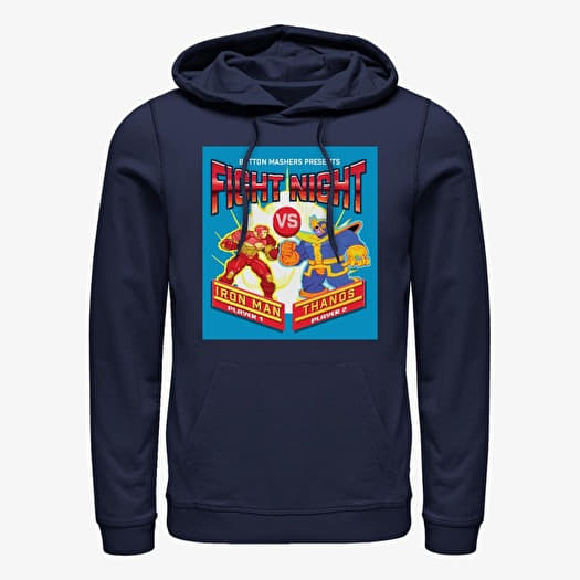 Merch Marvel Avengers Classic - Pixel Iron Man vs Thanos Unisex Hoodie Navy Blue