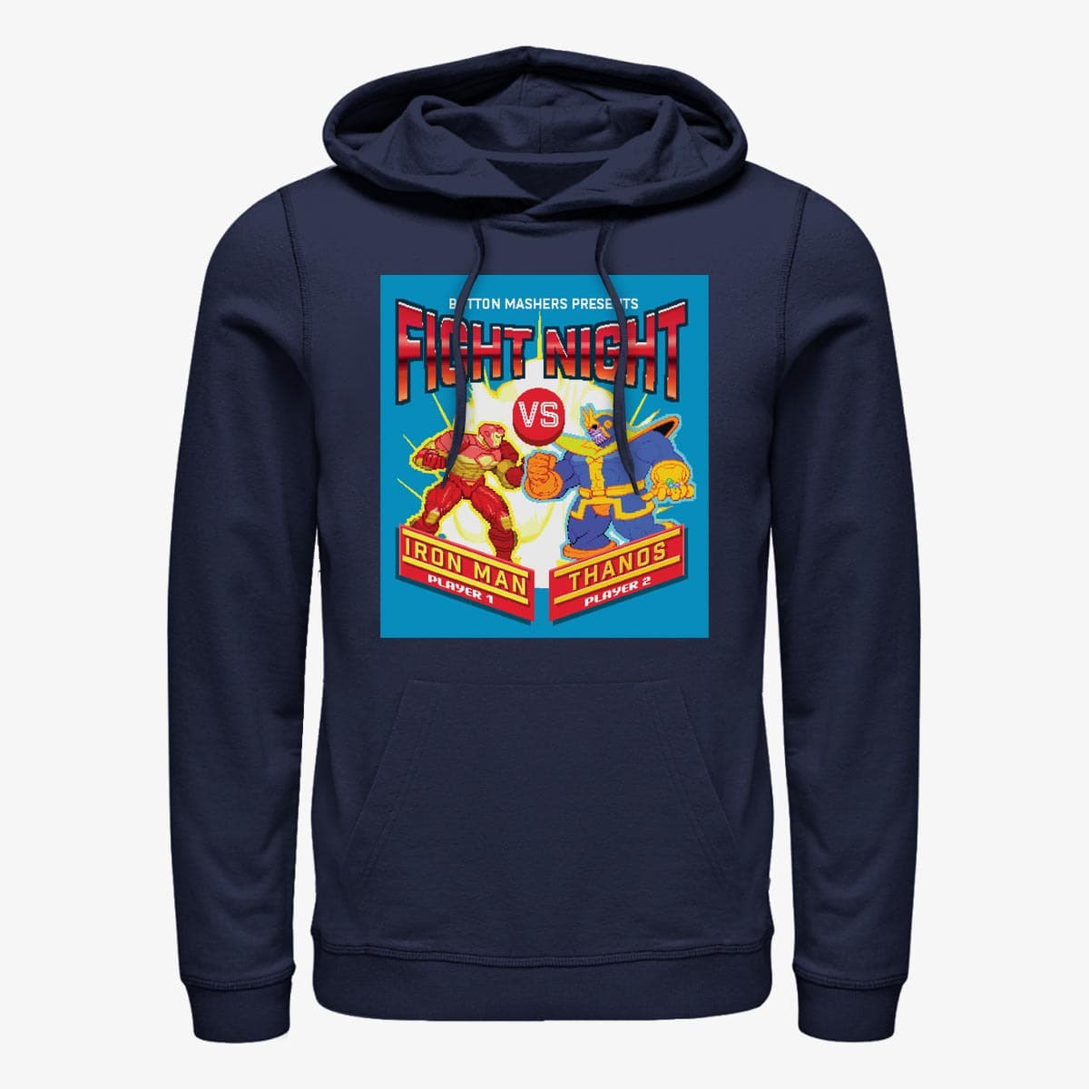 Felpe Merch Marvel Avengers Classic - Pixel Iron Man vs Thanos Unisex Hoodie Navy Blue