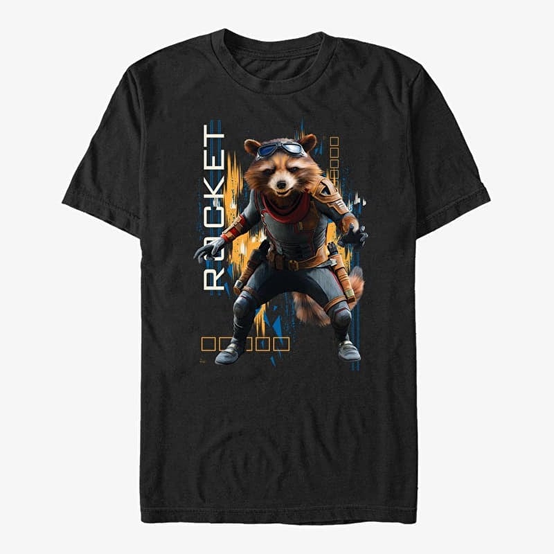 T-Shirt Merch Marvel Avengers: Endgame - Rocket Motion Unisex T-Shirt Black