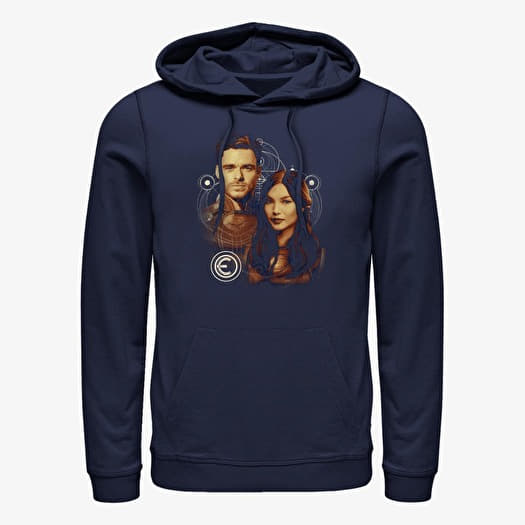 Sweatshirt Merch Marvel: Eternals - Sersi and Ikaris Unisex Hoodie Navy Blue