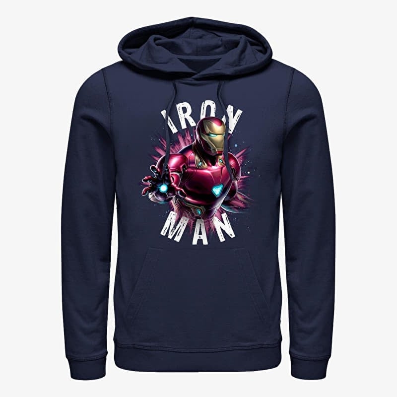 Sweatshirt Merch Marvel Avengers: Endgame - Iron Man Burst Unisex Hoodie Navy Blue