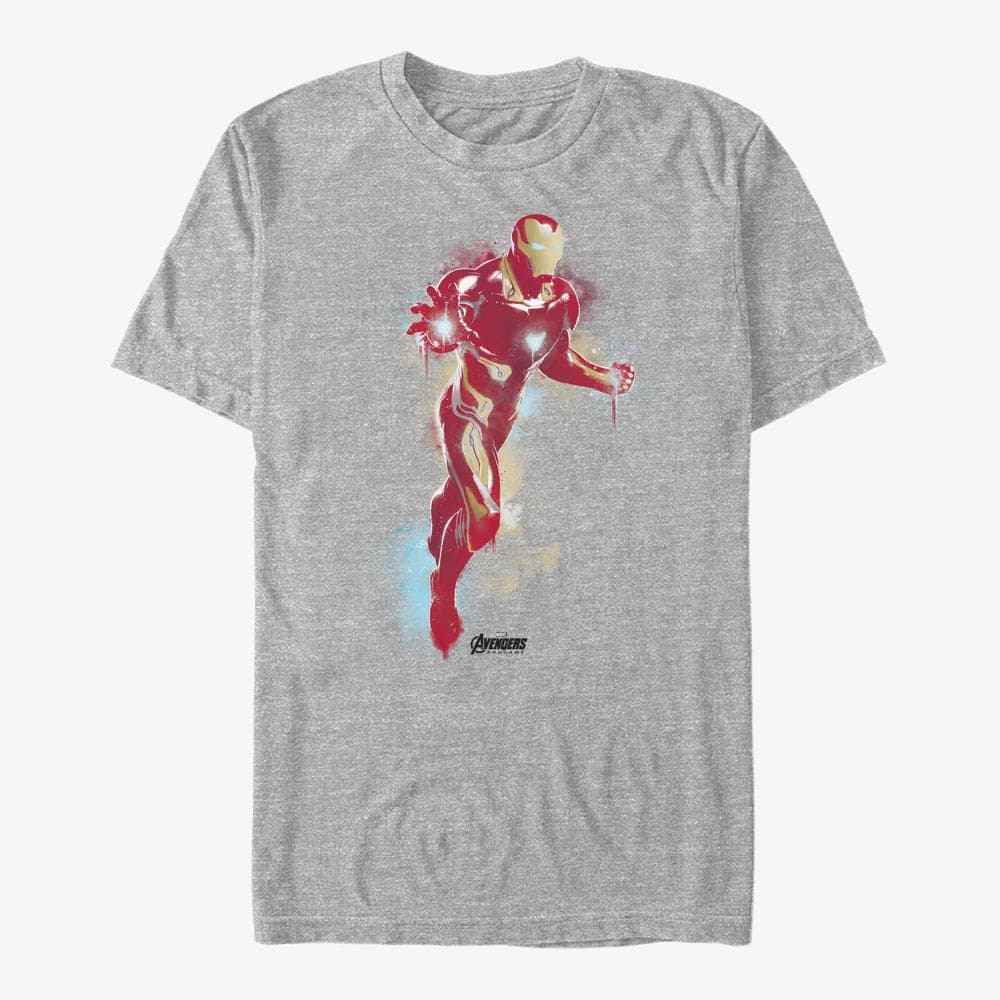 T-särgid Merch Marvel Avengers: Endgame - Ironman Paint Unisex T-Shirt Heather Grey