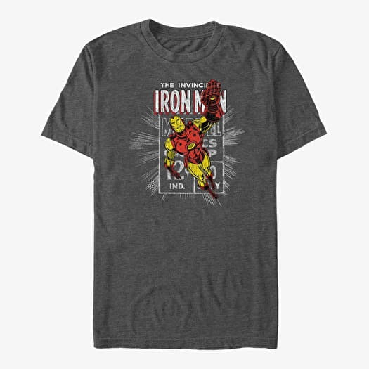 Tričko Merch Marvel Avengers Classic - Iron Man Stamp Unisex T-Shirt Dark Heather Grey