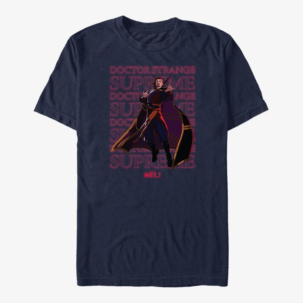 T-shirts Merch Marvel What If...? - Supreme Text Stack Unisex T-Shirt Navy Blue