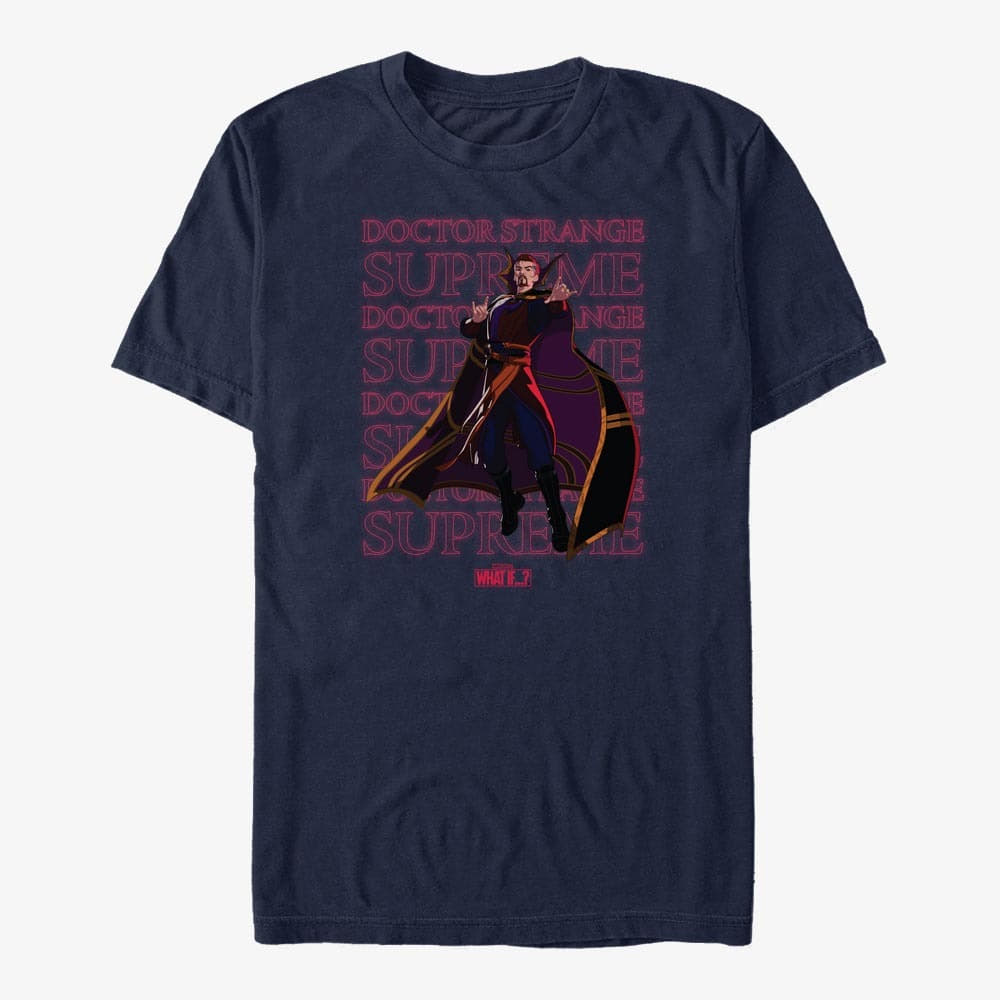 Тениски Merch Marvel What If...? - Supreme Text Stack Unisex T-Shirt Navy Blue