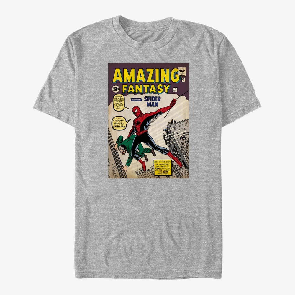 Trička Merch Marvel Spider-Man Classic - Spidey Comic Cover Unisex T-Shirt Heather Grey