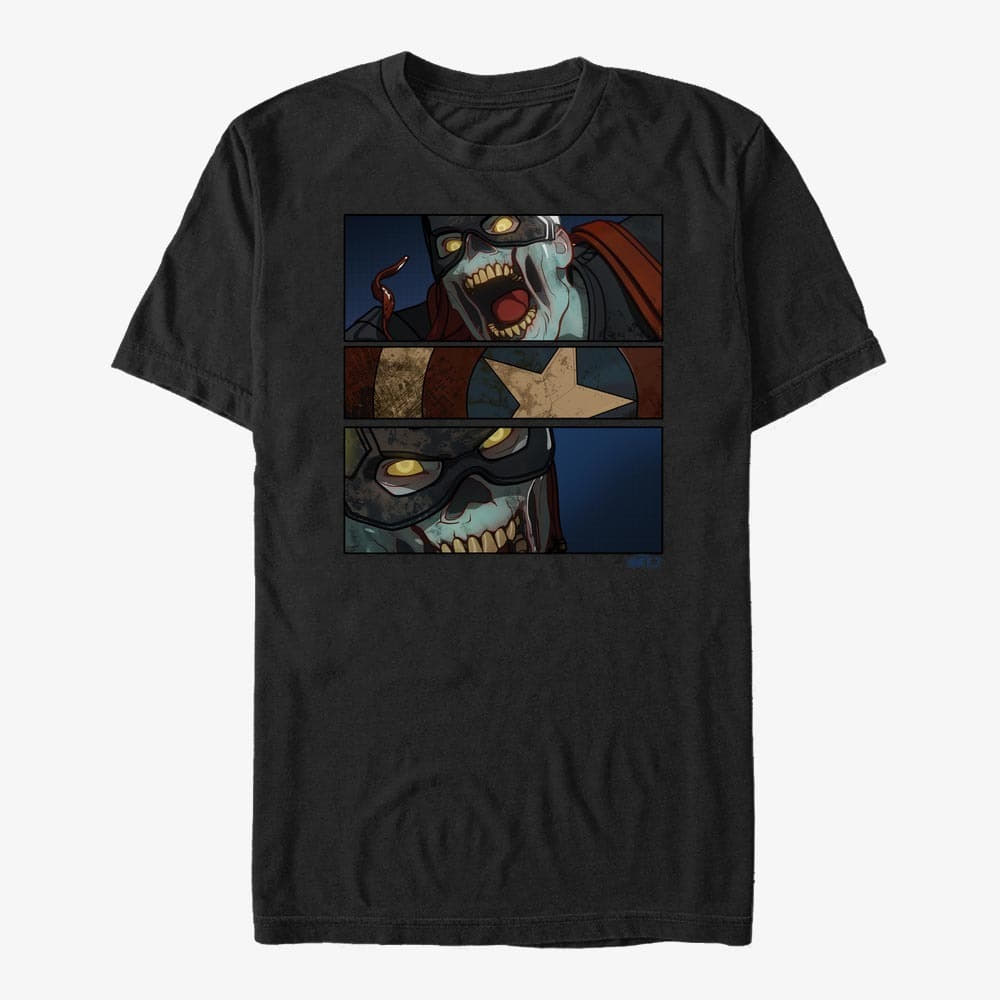 majice kratkih rukava Merch Marvel What If...? - Zombie Cap Panels Unisex T-Shirt Black