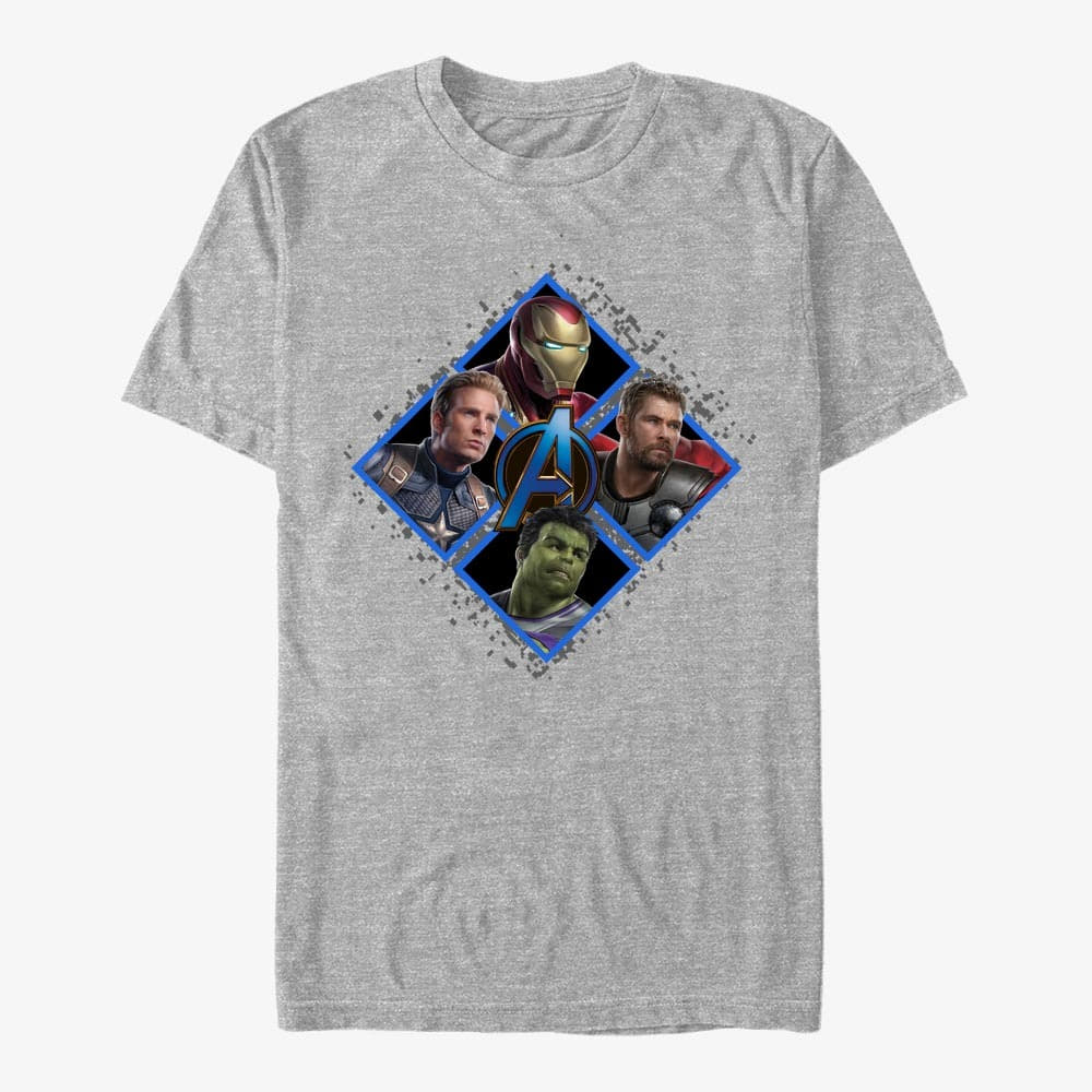 Trička Merch Marvel Avengers: Endgame - Square Box Unisex T-Shirt Heather Grey