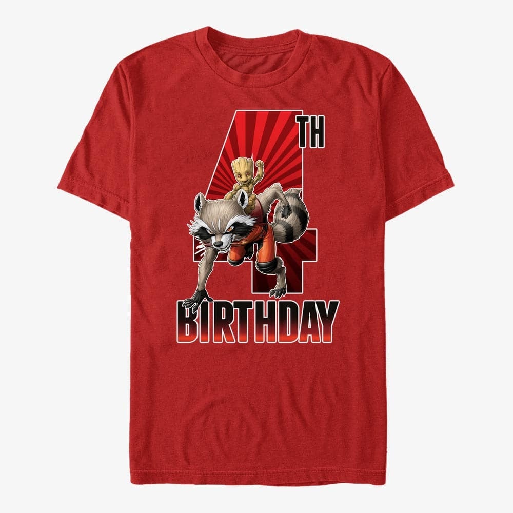 T-shirts Merch Marvel Avengers Classic - Groot 4th Bday Unisex T-Shirt Red