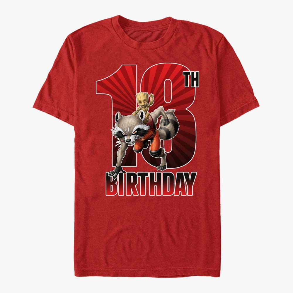 majice kratkih rukava Merch Marvel Avengers Classic - Groot 18th Bday Unisex T-Shirt Red