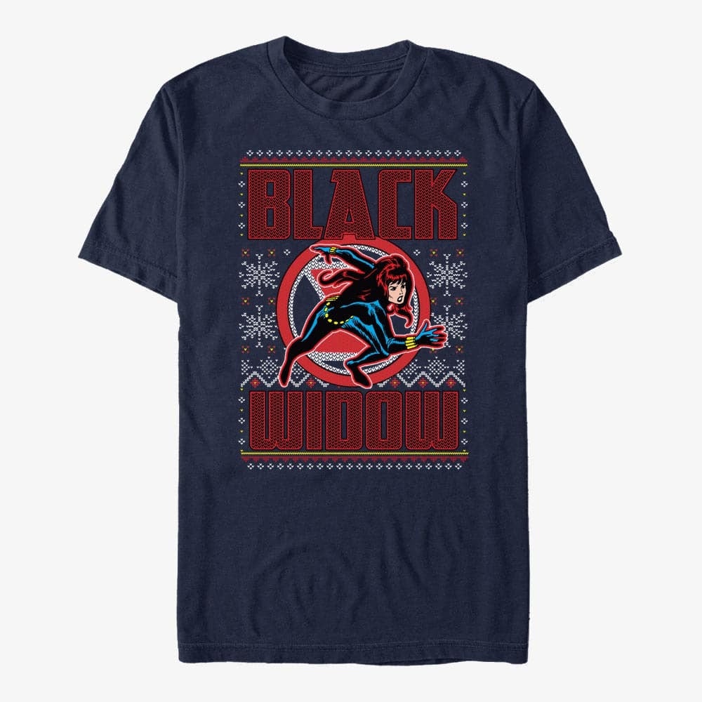 Trička Merch Marvel Avengers Classic - Black Widow Sweater Unisex T-Shirt Navy Blue
