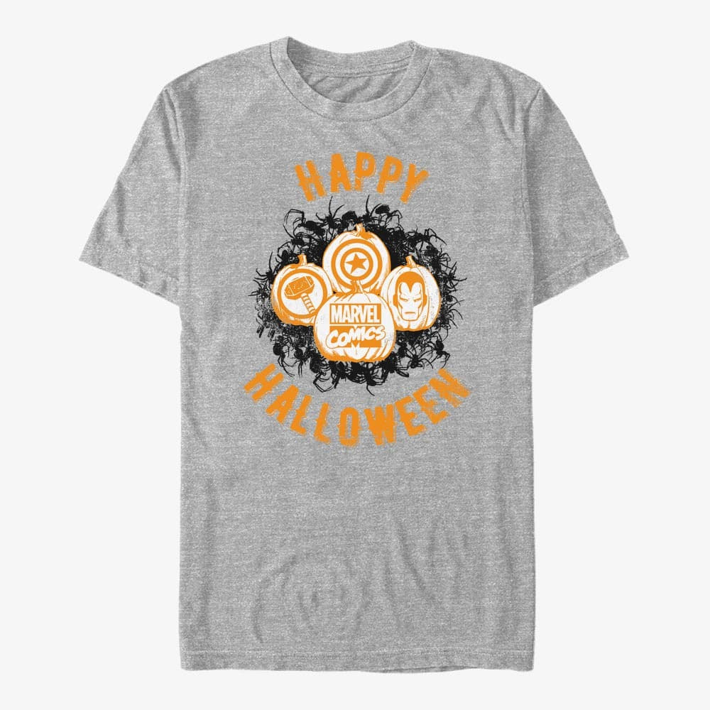 Тениски Merch Marvel Avengers Classic - Marvel Pumpkins Unisex T-Shirt Heather Grey